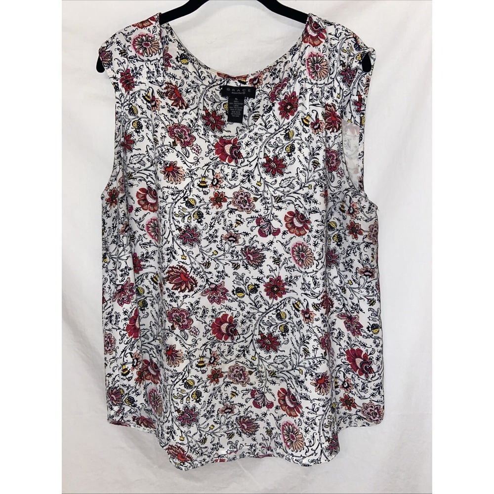 Floral Casual GRACE The Perfect Fit Sleeveless Top, Size XL Lined Cruise Wear